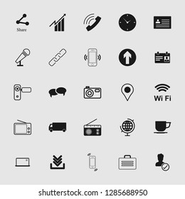vector communication icons set - phone wireless network sign symbols, computer illustrations. web icons