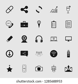 vector communication icons set - phone wireless network sign symbols, computer illustrations. web icons