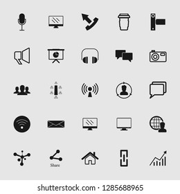 vector communication icons set - phone wireless network sign symbols, computer illustrations. web icons