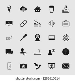 vector communication icons set - phone wireless network sign symbols, computer illustrations. web icons