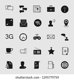 vector communication icons set - phone wireless network sign symbols, computer illustrations. web icons