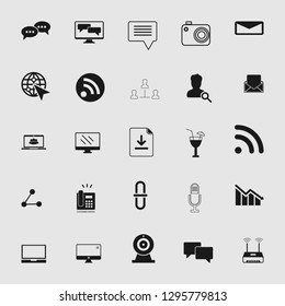vector communication icons set - phone wireless network sign symbols, computer illustrations. web icons