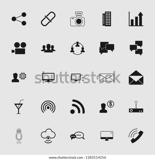 vector communication\
icons set - phone wireless network sign symbols, computer\
illustrations. web\
icons