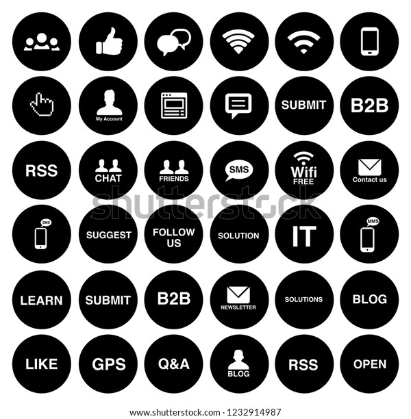 Vector Communication Icons Set Social Media Stock Vector Royalty