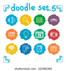 vector communication & internet icon set doodle style