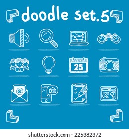 vector communication & internet icon set doodle style