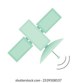 Vector communication satellite element in a cartoon style. Radio telecommunication symbol. Mobile transmission and reception. The illustration is suitable for web design, online shop, print, and