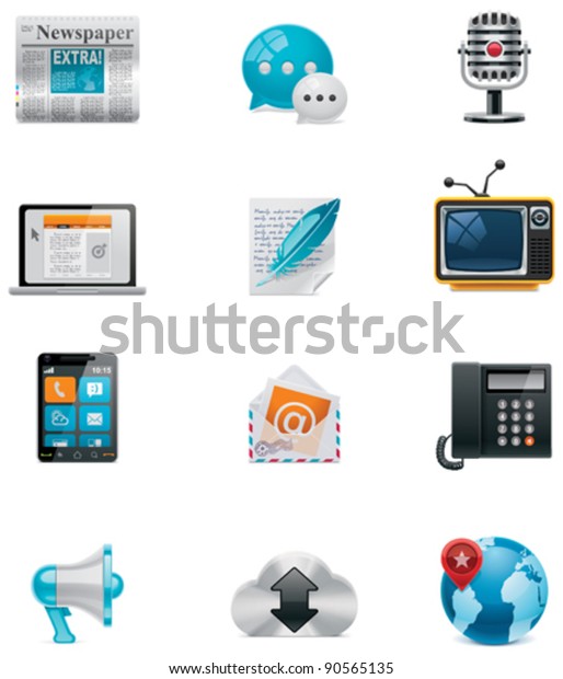 Vector\
communication and social media icon set. Part\
1