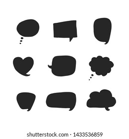 Vector communication speech bubbles set, hand drawn dialog clouds isolated on white background.
