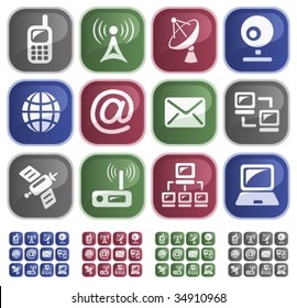 Vector: Communication sticky buttons - 4 color versions