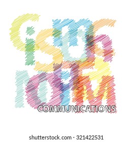 Vector communications. Broken text scrawled