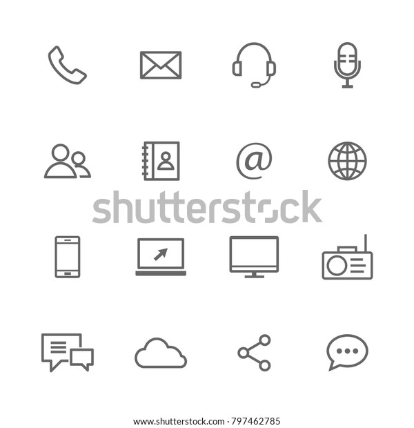 Vector Communications Icons Flat Line Set Stock Vector Royalty