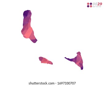 Vector of Comoros map colorful polygon red triangle mosaic with white background. style gradient.