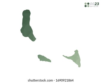 Vector of Comoros map green polygon triangle mosaic with white background. style gradient.