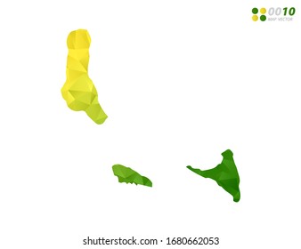 Vector Comoros map green and yellow polygon triangle mosaic with white background. style gradient.
