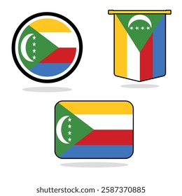 Vector Comoros set of flag banner Comoros flag with white background Vector illustration design Comoros independence day banner design