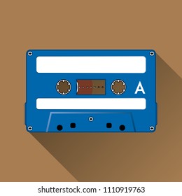 vector compact cassette tape with long shadow