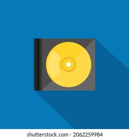 Vector Compact Disk in Case. flat illustration of compact-disc - vector icon. compact-disc sign symbol.