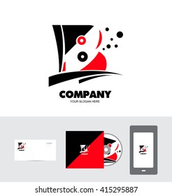 Vector company business card cd cover  logo icon element template alphabet letter b red black