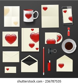 Vector company corporate style with heart template design, vector illustration