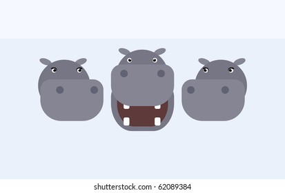 Vector. Company hippopotamuses