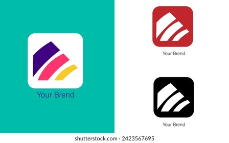 vector company icon in the form of three lines with a combination of bright colors