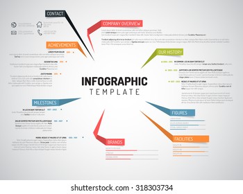 Vector Company Infographic Overview Design Template With Colorful Labels