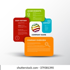 Vector Company infographic overview design template with colorful labels - light version