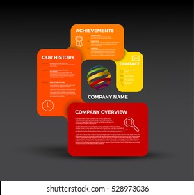 Vector Company infographic overview design template with rectangular labels - red version