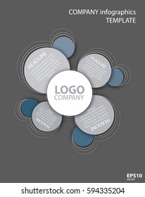 Vector company infographic template with logo and circles