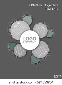 Vector company infographic template with logo and circles