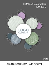 Vector company infographic template with logo and circles