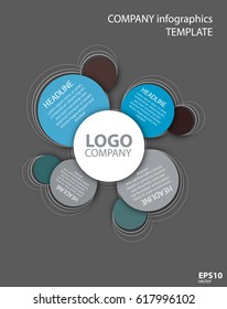 Vector company infographic template with logo and circles