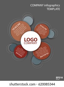 Vector company infographic template with logo and circles