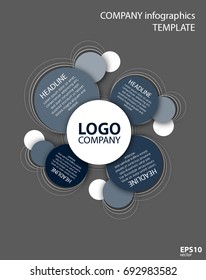 Vector company infographic template with logo and circles
