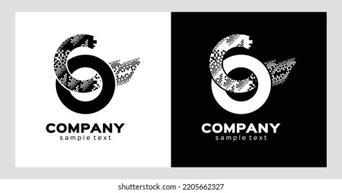 el logotipo de la compañía vectorial con color blanco y negro da una impresión elegante