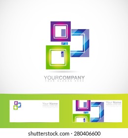 Vector company logo element template of blue green pink purple squares 