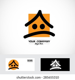 Vector company logo element template real estate cartoon house logo orange