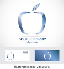 Vector Company Logo Element Template Apple Blue Metal 3d Abstract