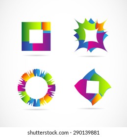 Vector company logo icon element template abstract colors elements for business corporate square circle rhombus