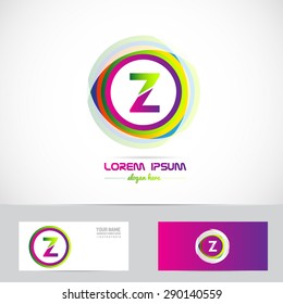 Vector company logo icon element template letter z alphabet circle pink green purple advertising media
