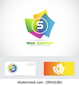Vector company logo icon element template of alphabet letter S 3d with business card