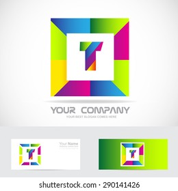 Vector company logo icon element template letter t alphabet color square, games it communication