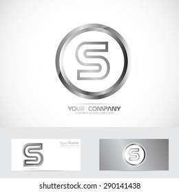 Vector company logo icon element template letter s silver metal ring circle alphabet