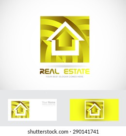 Vector company logo icon element template real estate yellow house abstract