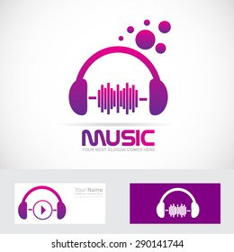 Vector Company Logo Icon Element Template Headphones Volume Music Production Studio