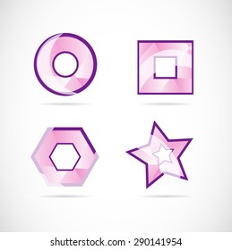 Vector company logo icon element template set pink purple circle square polygon star