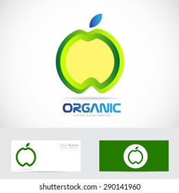 Vector company logo icon element template organic apple natural healthy food 
