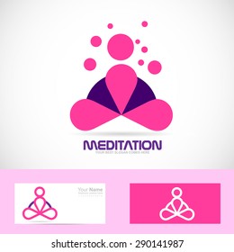 Vector company logo icon element template meditation meditator asana yoga zen pink
