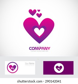 Vector company logo icon element template purple heart valentines relationships dating